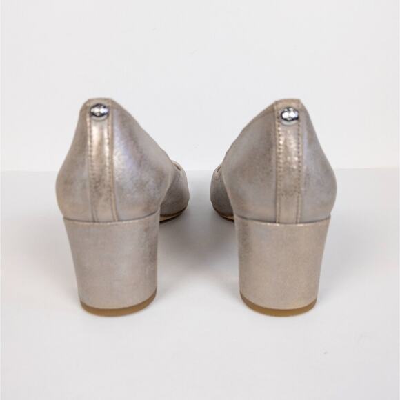 DONALD PLINER Corin Mid-Heel Pumps Beige Shimmer Rounded Toe Women's 8.5 - Picture 5 of 9